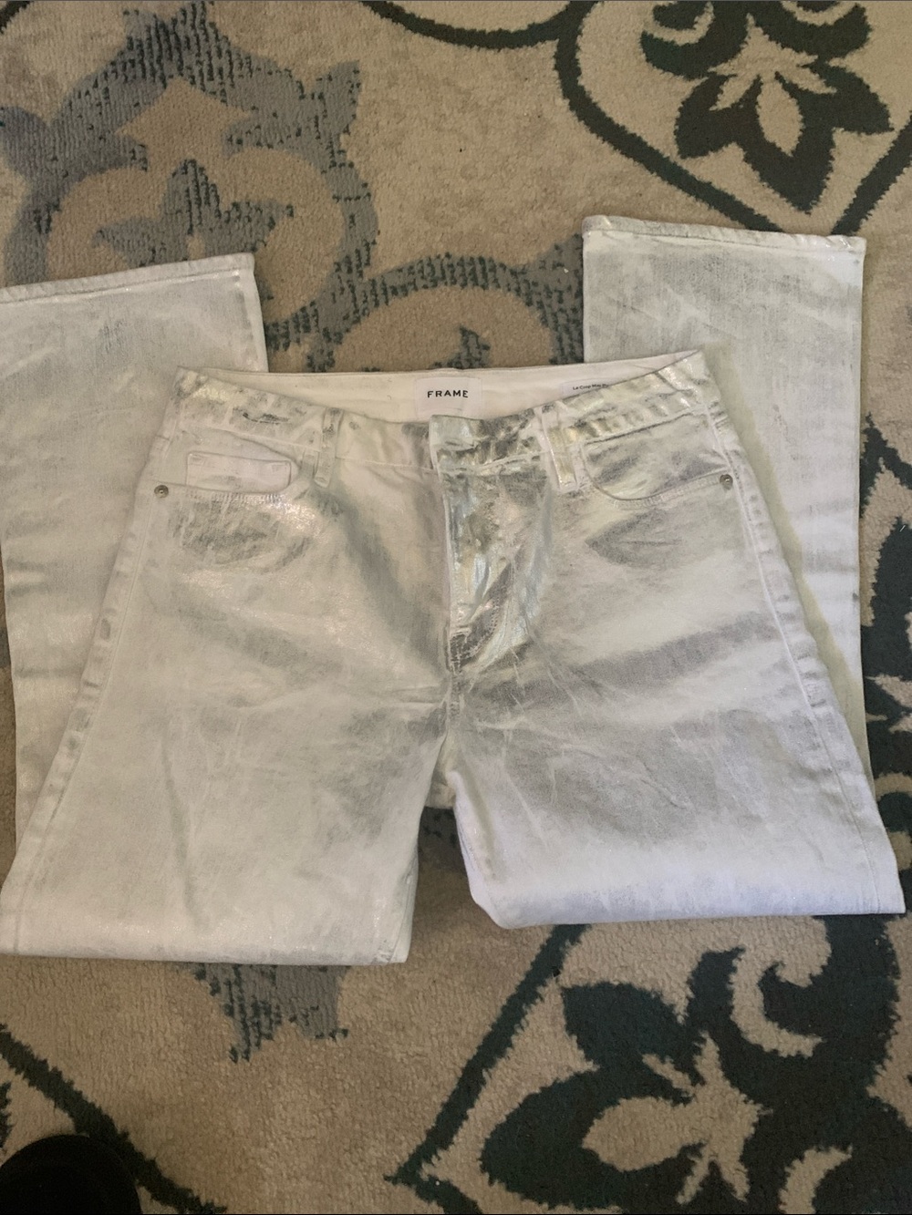 Frame denim le crop mini boot metallic